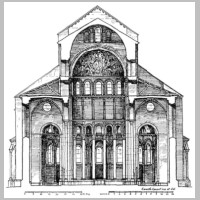 Cluny III, Querschnitt durch das Altarhaus mit Blick in den Chorumgang. 1088-95. Rekonstruktion durch Conant, rdk.zikg.net.jpg